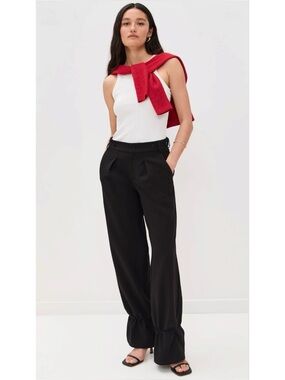 Peachy Den Size S Black Tali Pleated Trousers Adjustable Ankle Drawstrings